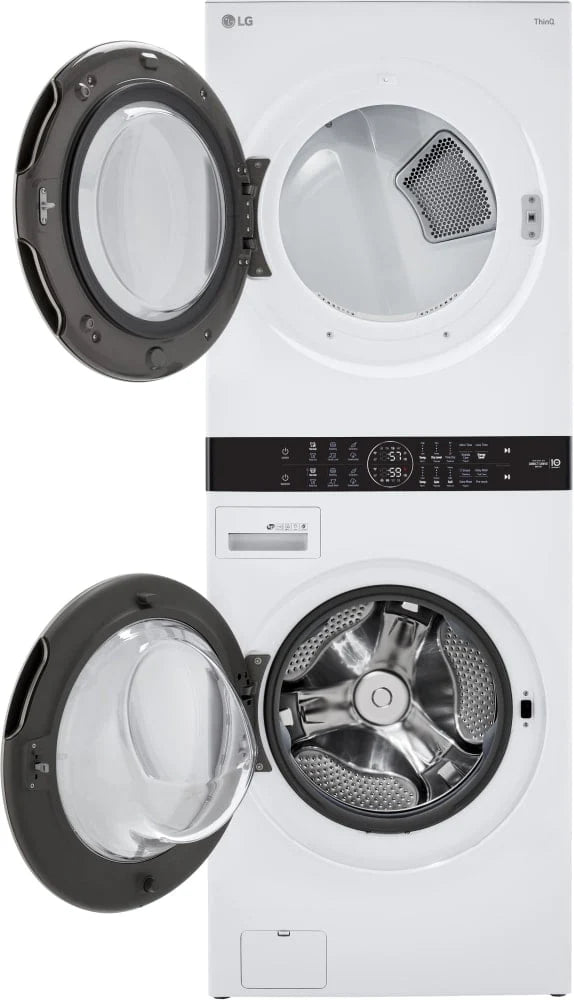 White Front Load Washer & Dryer Stacked Unit N63032
