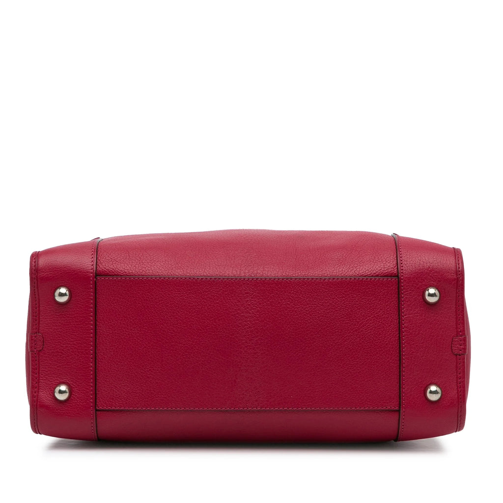 Red Calf Leather Top Handle Handbag S303