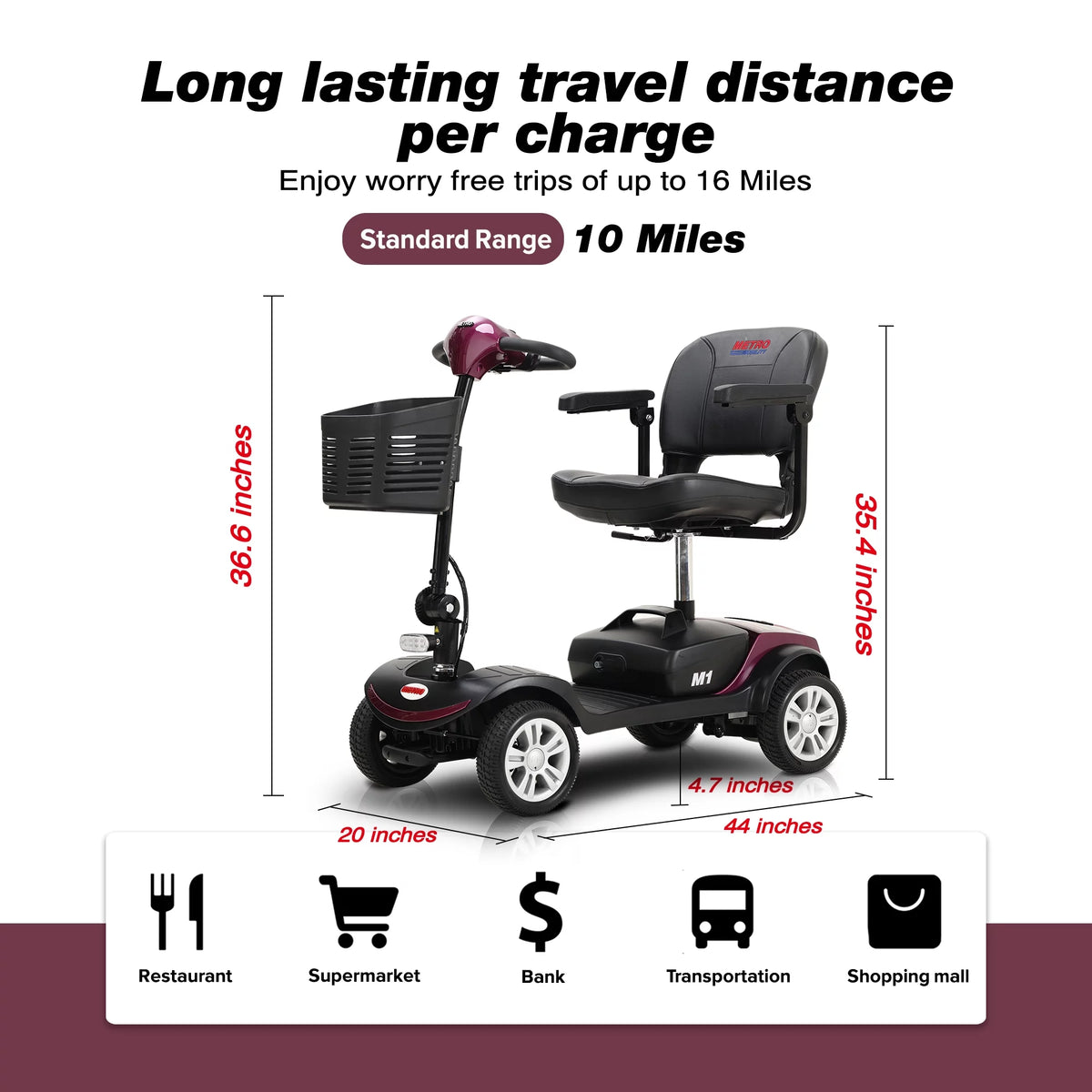 4 Wheels Compact Folding Mobility Scooter with Swivel Seat W67108