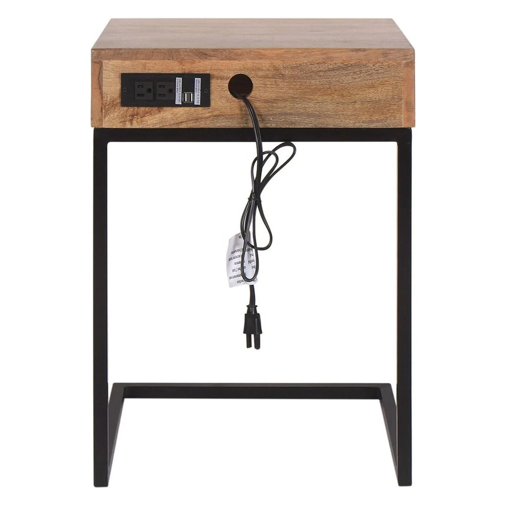 Brown Wood C-Table with Drawer V700247