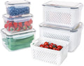 Set of 5 Large Plastic Fruit Containers with Lids and Colanders N99519